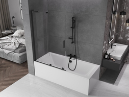 Mexen Velar L parawan nawannowy 2-skrzydłowy rozsuwany 110 x 150 cm, transparent, czarny - 896-110-003-01-70