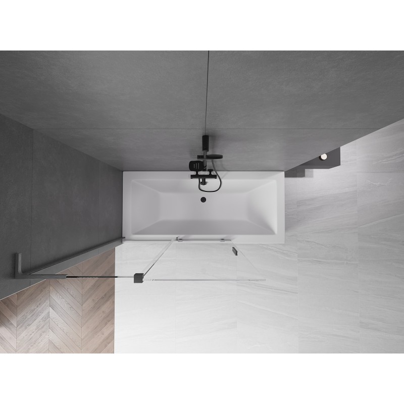 Mexen Velar L parawan nawannowy 2-skrzydłowy rozsuwany 120 x 150 cm, transparent, gun gray szczotkowany - 896-120-003-01-66