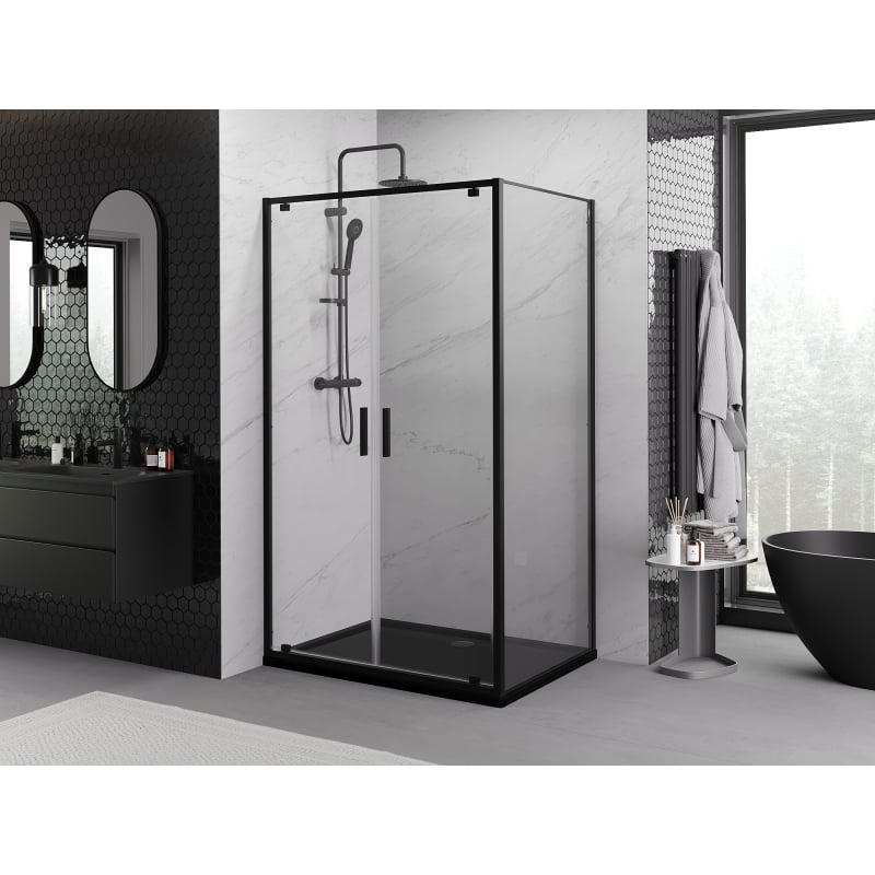 Mexen Exo kabina prysznicowa uchylna 120 x 70 cm, transparent, czarna - 8182-120-070-70-00