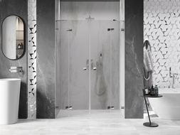 Mexen Lunar Duo drzwi prysznicowe uchylne 150 cm, transparent, chrom - 834D-150-000-01-00