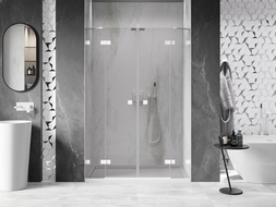 Mexen Lunar Duo drzwi prysznicowe uchylne 140 cm, transparent, białe - 834D-140-000-20-00