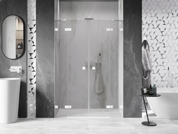 Mexen Lunar Duo drzwi prysznicowe uchylne 160 cm, transparent, białe - 834D-160-000-20-00