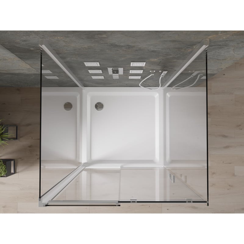 Mexen Omega-3S kabina prysznicowa 3-ścienna, rozsuwana 100x100 cm, transparent, chrom + brodzik Flat - 825-100-100-01-00-3s-4010