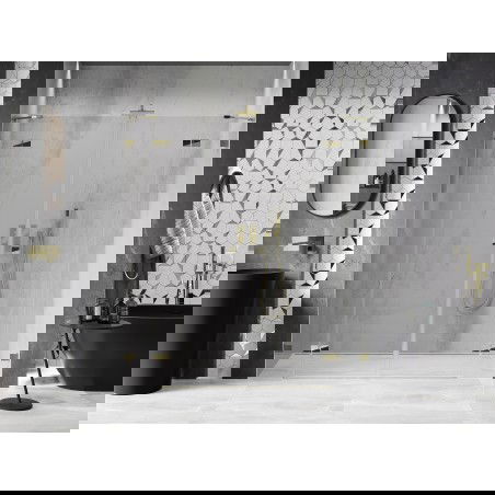 Mexen Lunar Duo drzwi prysznicowe uchylne 170 cm, transparent, złote - 834D-170-000-50-00