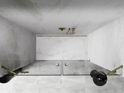 Mexen Lunar Duo drzwi prysznicowe uchylne 170 cm, transparent, złote szczotkowane - 834D-170-000-55-00