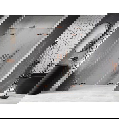 Mexen Lunar Duo drzwi prysznicowe uchylne 140 cm, transparent, różowe złoto - 834D-140-000-60-00