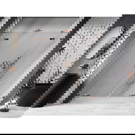 Mexen Lunar Duo drzwi prysznicowe uchylne 170 cm, transparent, różowe złoto - 834D-170-000-60-00