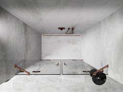 Mexen Lunar Duo drzwi prysznicowe uchylne 140 cm, transparent, miedź szczotkowana - 834D-140-000-65-00