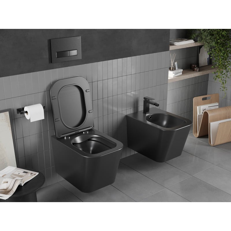 Mexen Teo miska wc Rimless z deską wolnoopadającą slim, duroplast, czarna mat - 30850685
