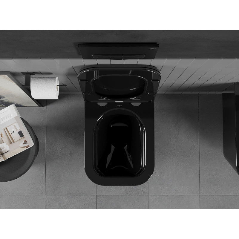 Mexen Teo miska wc Rimless z deską wolnoopadającą slim, duroplast, czarna połysk - 30854070