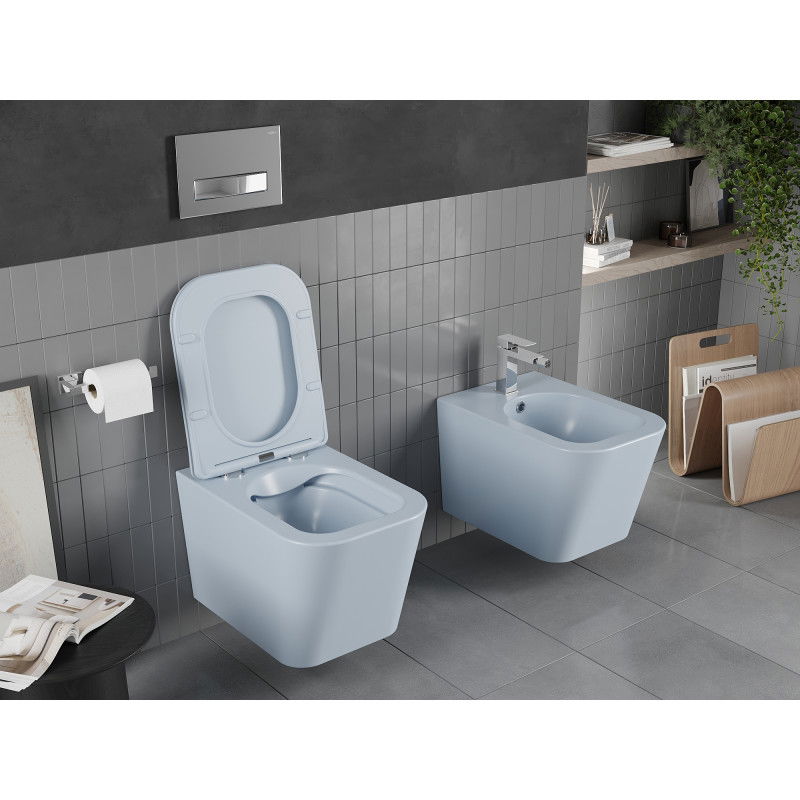 Mexen Teo miska wc Rimless z deską wolnoopadającą slim, duroplast, szara-niebieska mat - 30854069