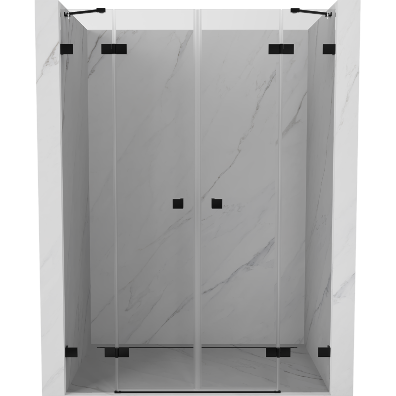 Mexen Lunar Duo drzwi prysznicowe uchylne 140 cm, transparent, czarne - 834D-140-000-70-00