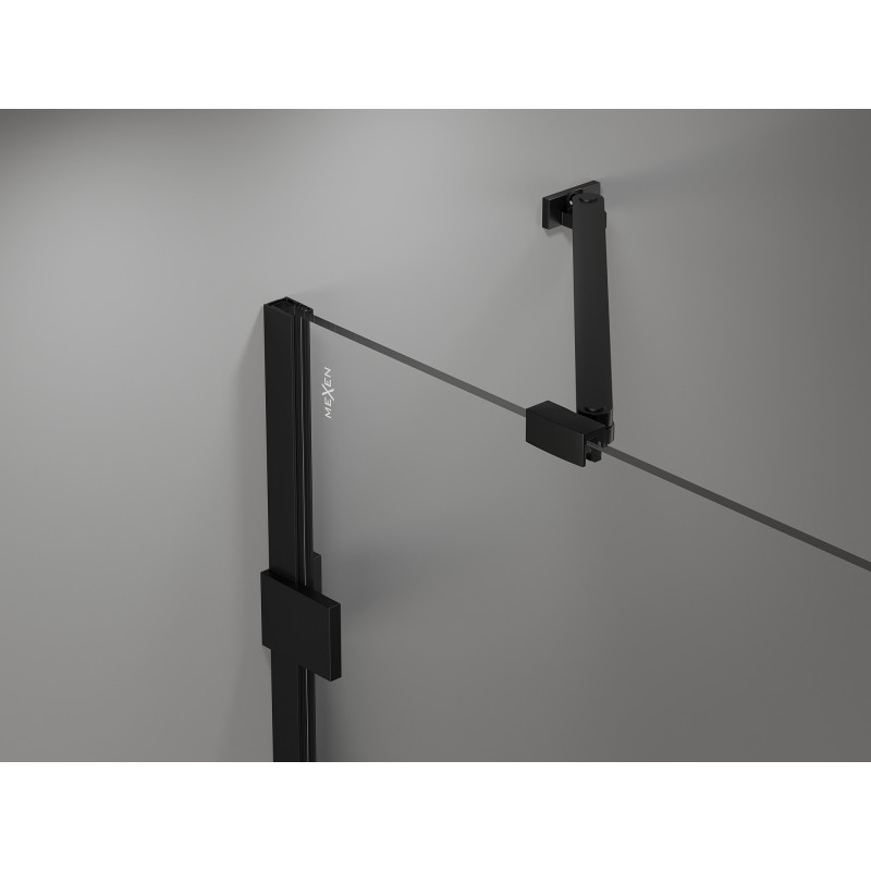Mexen Lunar Duo drzwi prysznicowe uchylne 190 cm, transparent, czarne - 834D-190-000-70-00
