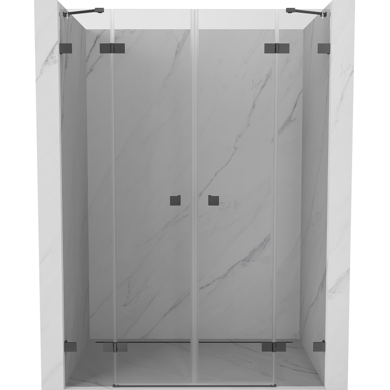 Mexen Lunar Duo drzwi prysznicowe uchylne 150 cm, transparent, gun metal - 834D-150-000-95-00