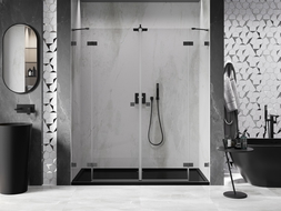 Mexen Lunar Duo drzwi prysznicowe uchylne 170 cm, transparent, gun metal - 834D-170-000-95-00