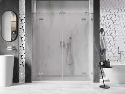 Mexen Lunar Duo drzwi prysznicowe uchylne 170 cm, transparent, nikiel szczotkowany - 834D-170-000-97-00