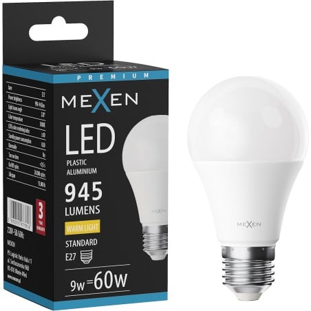 Mexen Nova żarówka LED E27, A60, 9W, Ciepła - 3000K, 945 lm - L100-E27-0930-01