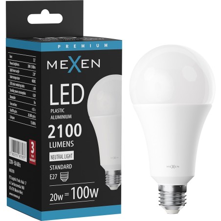 Mexen Nova żarówka LED E27, A70, 20W, Neutralna - 4000K, 2100 lm - L100-E27-2034-01