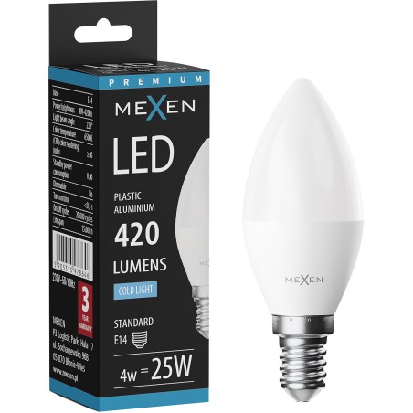 Mexen Nova żarówka LED E14, C37, 4W, Neutralna - 4000K, 420 lm - L102-E14-0440-01