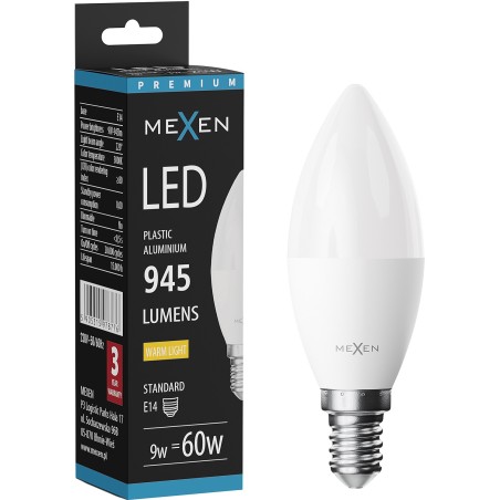 Mexen Nova żarówka LED E14, C37, 8W, Ciepła - 3000K, 840 lm - L102-E14-0830-01