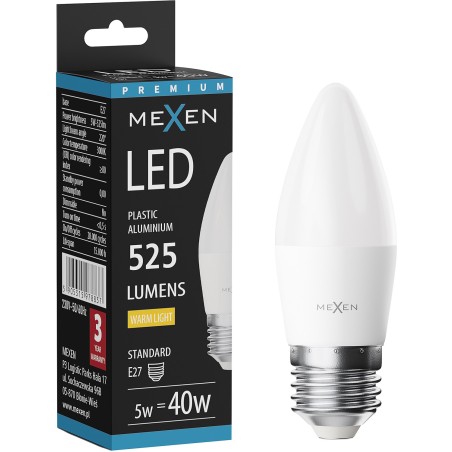 Mexen Nova żarówka LED E14, C37, 5W, Ciepła - 3000K, 525 lm - L102-E14-0530-01