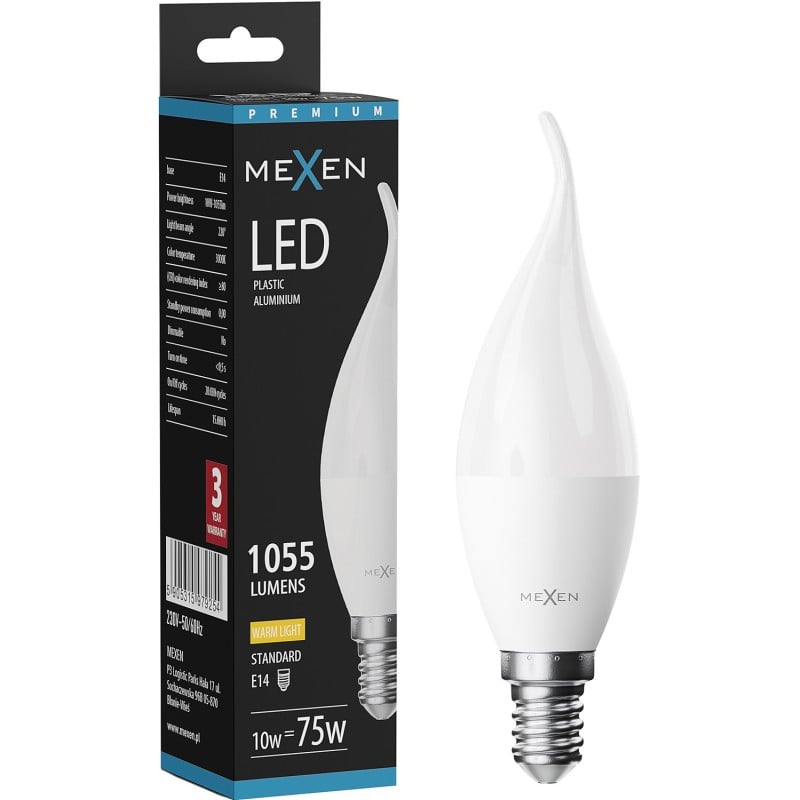 Mexen Nova żarówka LED płomyk E14, C37, 8W, Ciepła - 3000K, 840 lm - L106-E14-0830-01