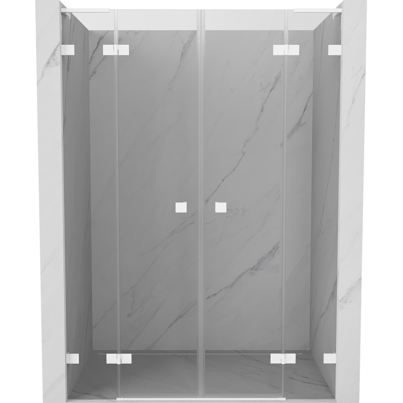 Mexen Lunar L Duo drzwi prysznicowe uchylne 140 cm, transparent, białe - 834DL-140-000-20-00