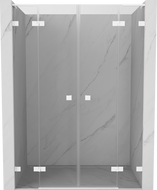 Mexen Lunar L Duo drzwi prysznicowe uchylne 140 cm, transparent, białe - 834DL-140-000-20-00