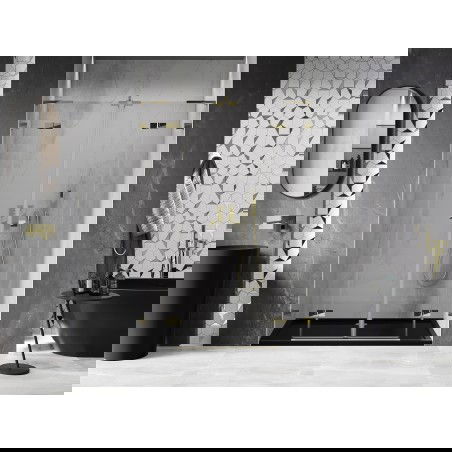 Mexen Lunar L Duo drzwi prysznicowe uchylne 140 cm, transparent, złote - 834DL-140-000-50-00