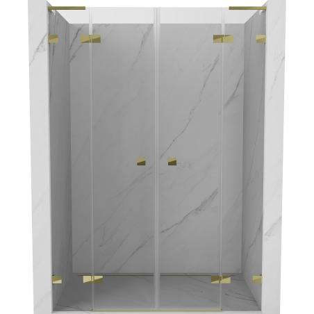 Mexen Lunar L Duo drzwi prysznicowe uchylne 140 cm, transparent, złote - 834DL-140-000-50-00