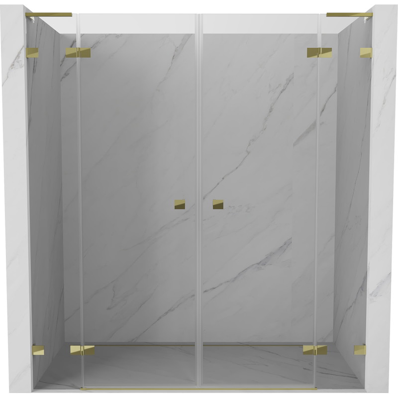 Mexen Lunar L Duo drzwi prysznicowe uchylne 190 cm, transparent, złote - 834DL-190-000-50-00