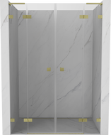 Mexen Lunar L Duo drzwi prysznicowe uchylne 150 cm, transparent, złote szczotkowane - 834DL-150-000-55-00