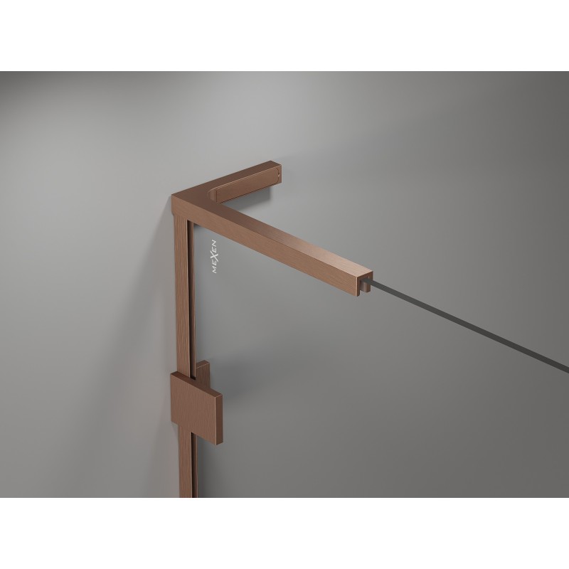 Mexen Lunar L Duo drzwi prysznicowe uchylne 140 cm, transparent, miedź szczotkowana - 834DL-140-000-65-00