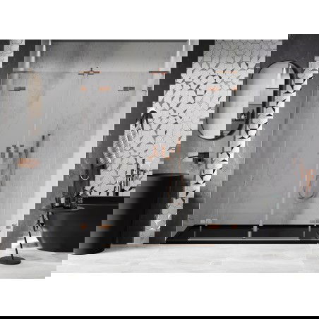 Mexen Lunar L Duo drzwi prysznicowe uchylne 170 cm, transparent, miedź szczotkowana - 834DL-170-000-65-00