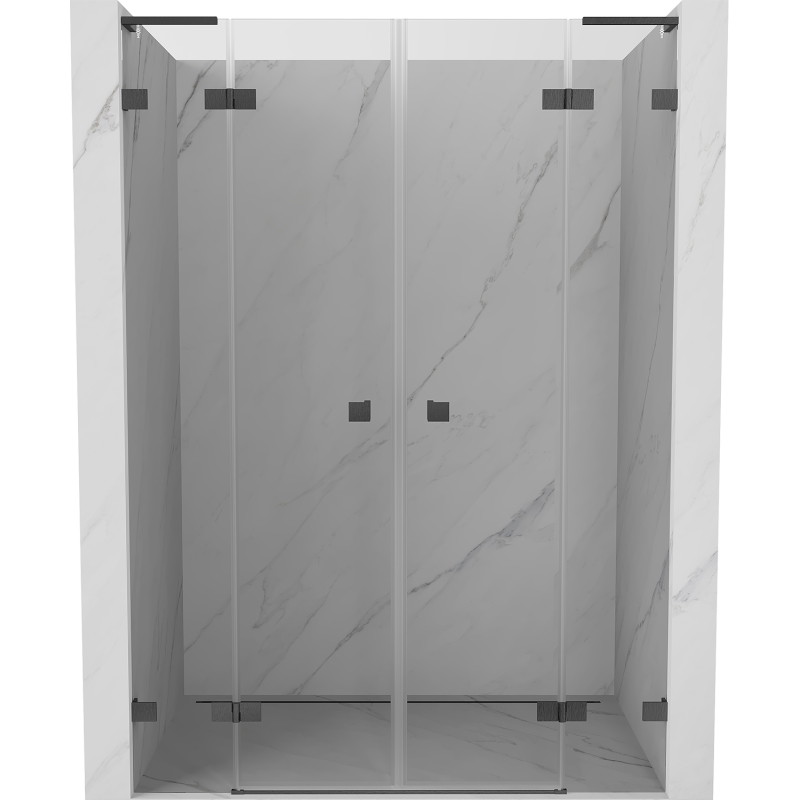Mexen Lunar L Duo drzwi prysznicowe uchylne 160 cm, transparent, gun gray szczotkowany - 834DL-160-000-66-00
