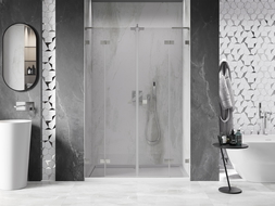 Mexen Lunar L Duo drzwi prysznicowe uchylne 140 cm, transparent, nikiel szczotkowany - 834DL-140-000-97-00