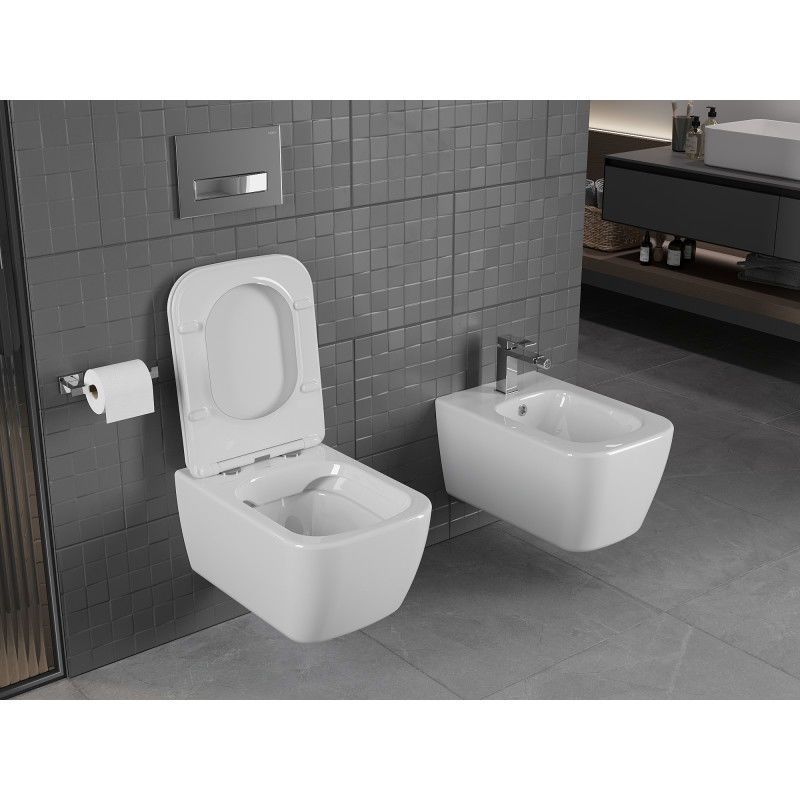 Mexen Stella miska wc Rimless z deską wolnoopadającą slim, duroplast, biała połysk - 30680900