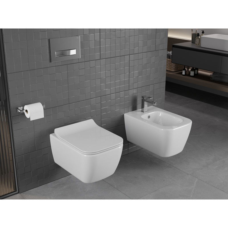 Mexen Stella miska wc Rimless z deską wolnoopadającą slim, duroplast, biała połysk - 30680800