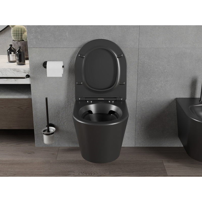 Mexen Rico miska wc Rimless z deską wolnoopadającą slim, duroplast, czarna mat - 30721085