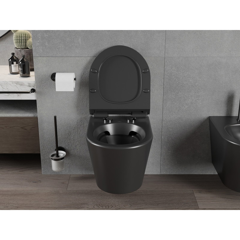 Mexen Rico miska wc Rimless z deską wolnoopadającą slim, duroplast, czarna mat - 30720185