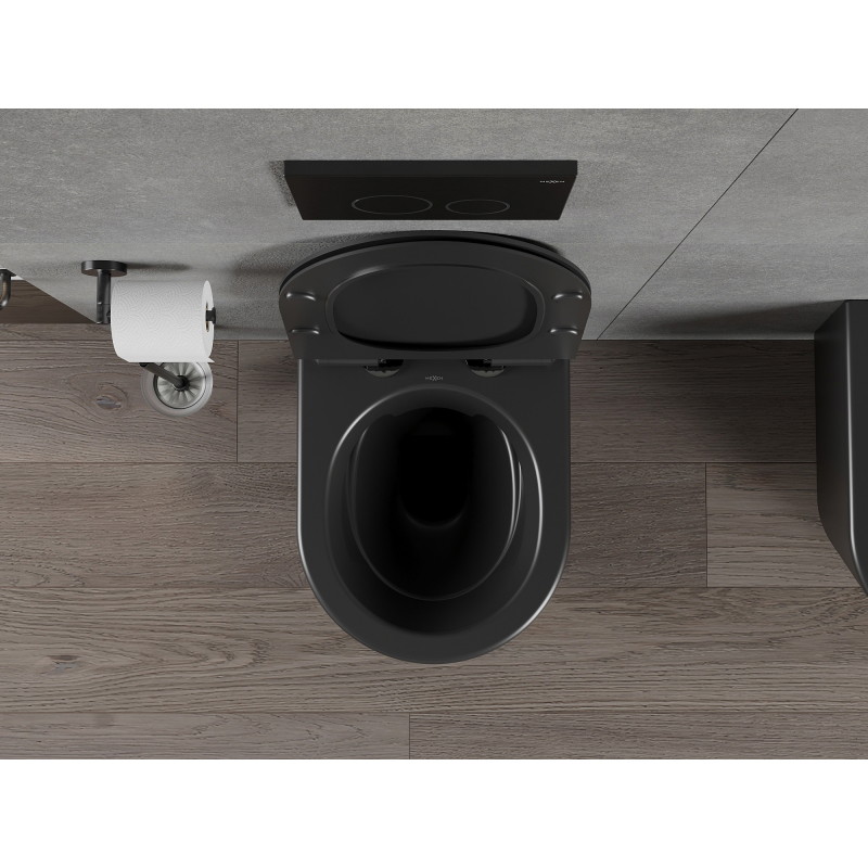 Mexen Rico miska wc Rimless z deską wolnoopadającą slim, duroplast, czarna mat - 30720185