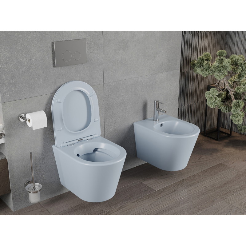Mexen Rico miska wc Rimless z deską wolnoopadającą slim, duroplast, szara-niebieska mat - 30724069