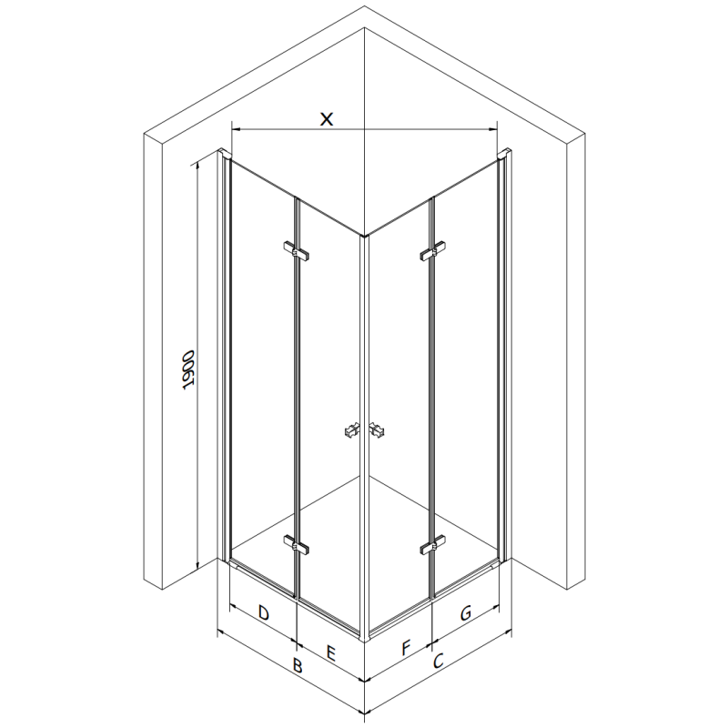Mexen Lima Duo kabina prysznicowa składana 90 x 80 cm, transparent, złota - 856-090-080-50-00-02