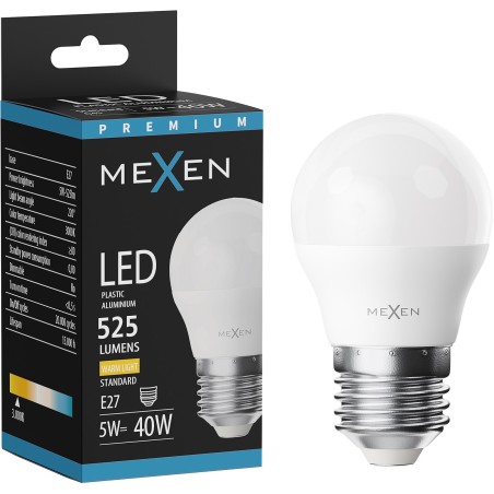 Mexen Nova żarówka LED E27, G45, 5W, Ciepła - 3000K, 525 lm - L101-E27-0530-01