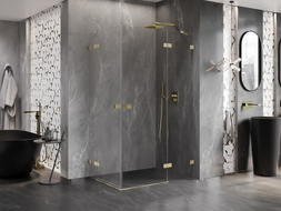 Mexen Lunar Duo kabina prysznicowa uchylna prawa 100 x 70 cm, transparent, złota szczotkowana - 834-100P-070L-55-00