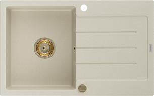Mexen Bruno zlewozmywak granitowy 1-komorowy z ociekaczem 795 x 495 mm, beżowy, syfon złoty - 6513791010-69-G