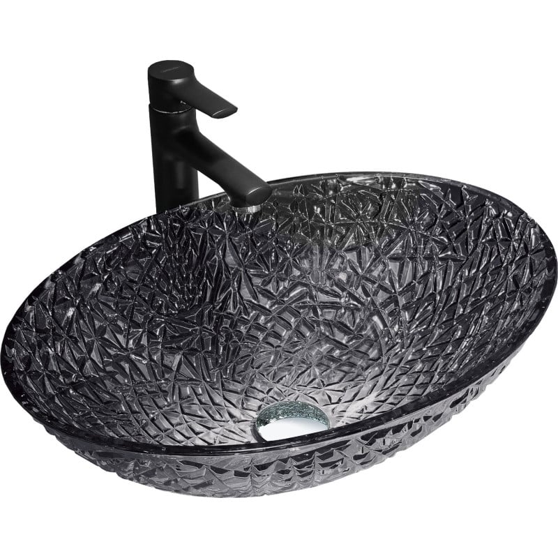 Mexen Goa szklana umywalka nablatowa 50 x 36 cm, czarna - 24085070