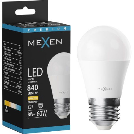 Mexen Nova żarówka LED E27, G45, 8W, Ciepła - 3000K, 840 lm - L101-E27-0830-01
