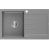 Mexen Bruno zlewozmywak granitowy 1-komorowy z ociekaczem 795 x 495 mm, szary, syfon chrom - 6513791010-71