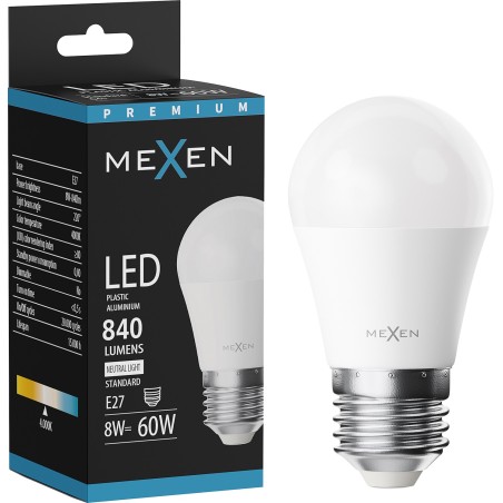 Mexen Nova żarówka LED E27, G45, 8W, Neutralna - 4000K, 840 lm - L101-E27-0840-01